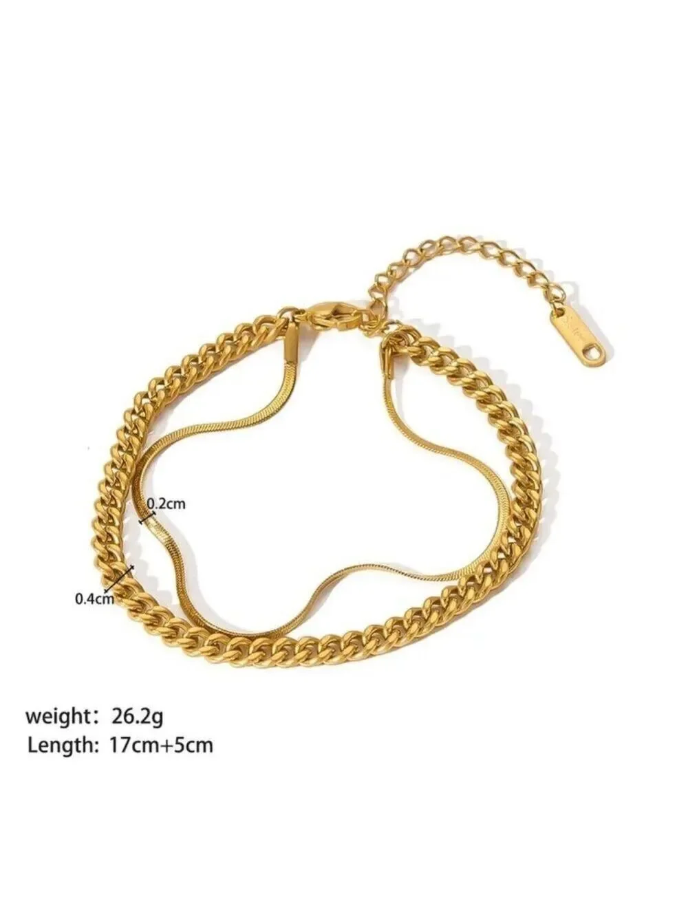 18K Gold Plated Double Chain Bracelet – Bold & Layered